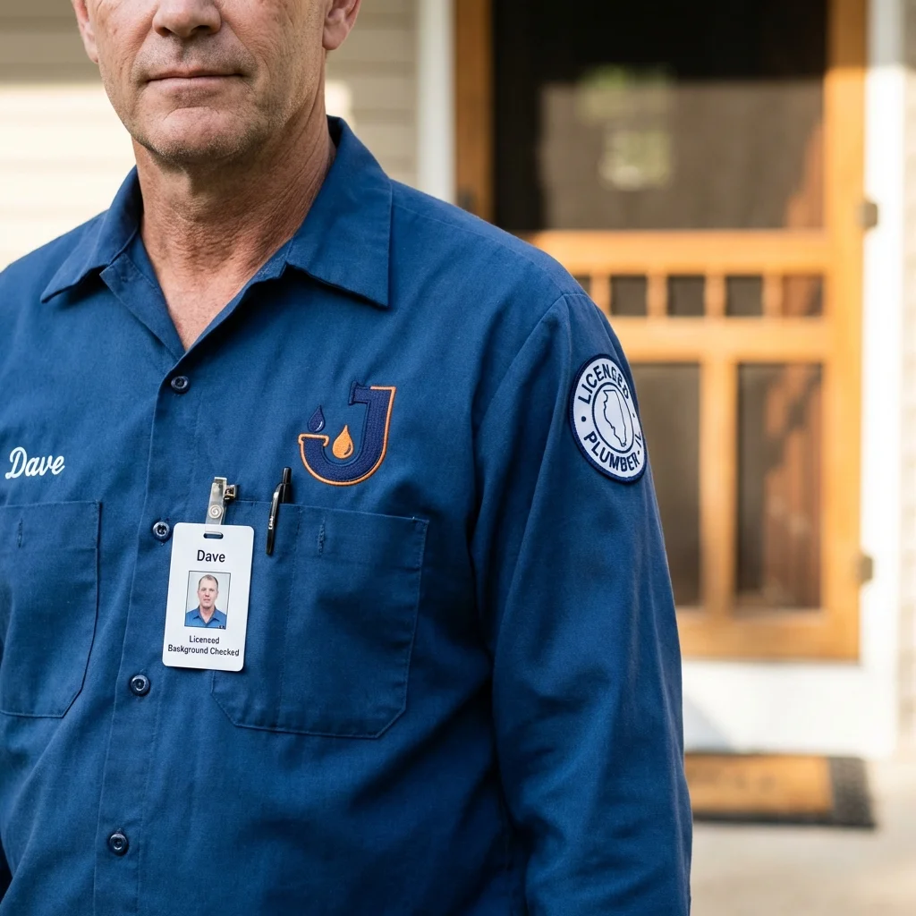 Licensed plumber showing ID badge in Piedmont, OK